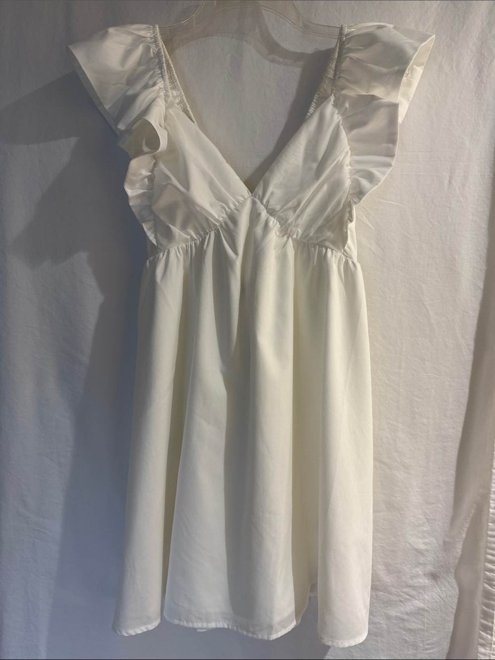 Inspired Hearts White Ruffle Tie-Back Mini Dress Sz Small